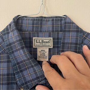 L.L. Bean Navy and Yellow Checkered Shirt